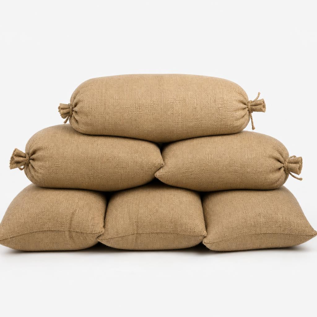 Ordinary filled hessian sandbags for show jump wings and uprights