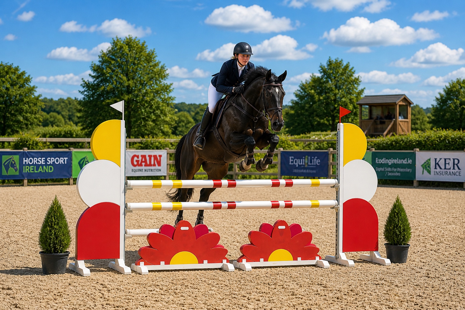 Flower Fillers — Red Flower Fillers shown in a complete jump