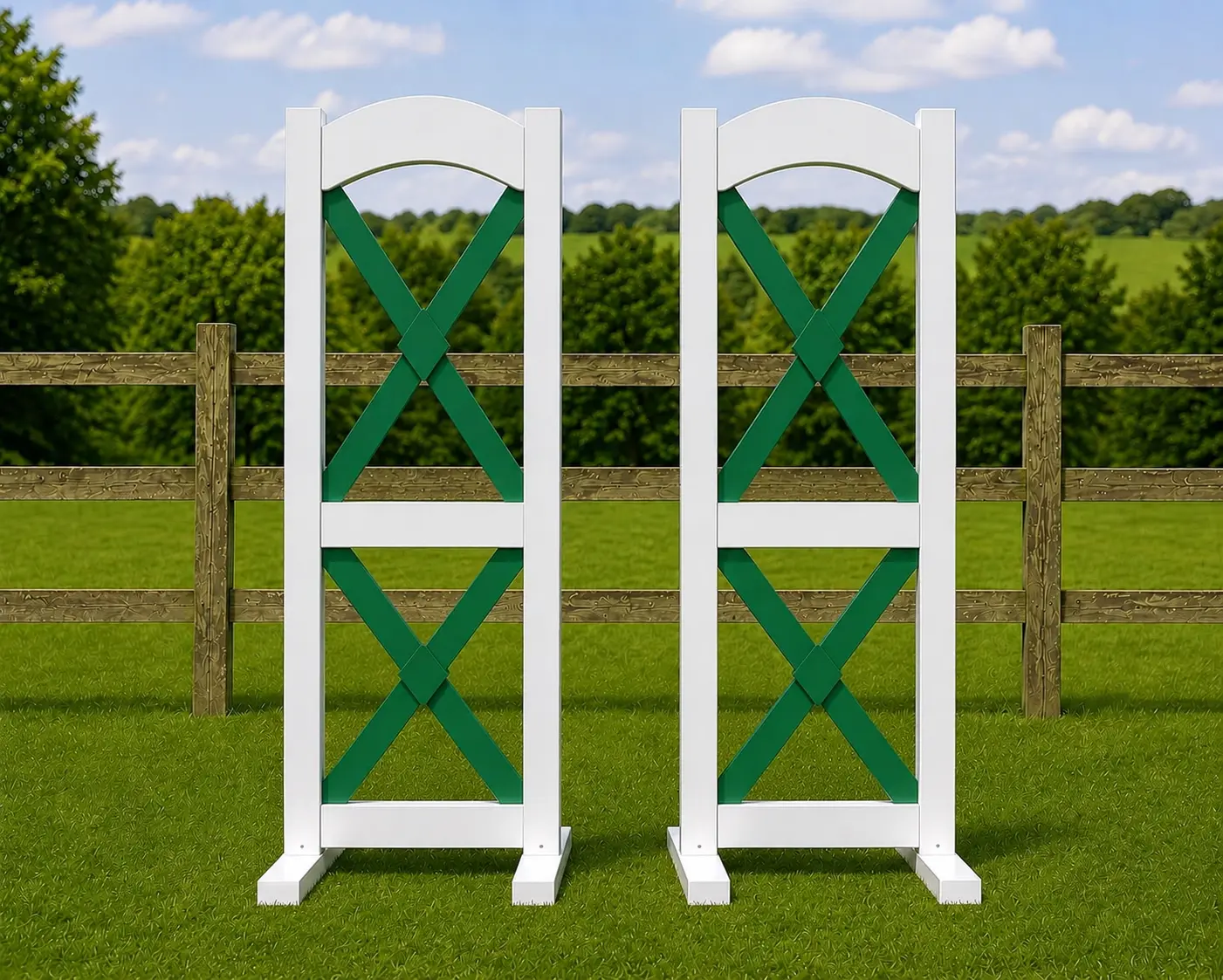 White Traditional Gate — pair of aluminium jump wings
