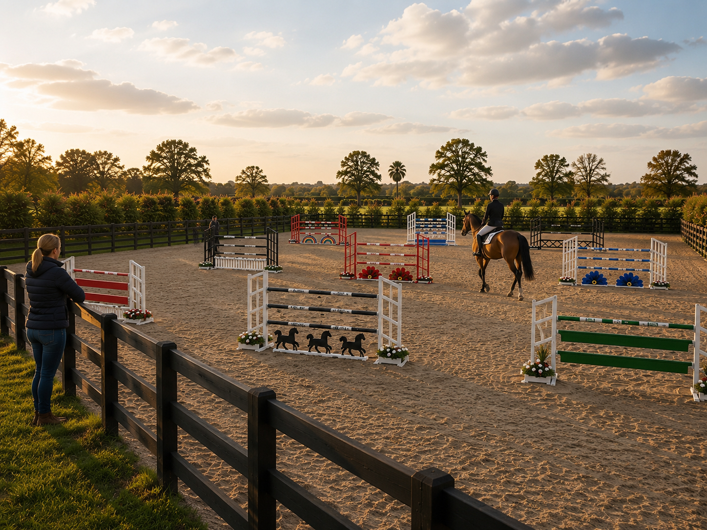 ProHorseJumps gallery — Evening schooling over a full course