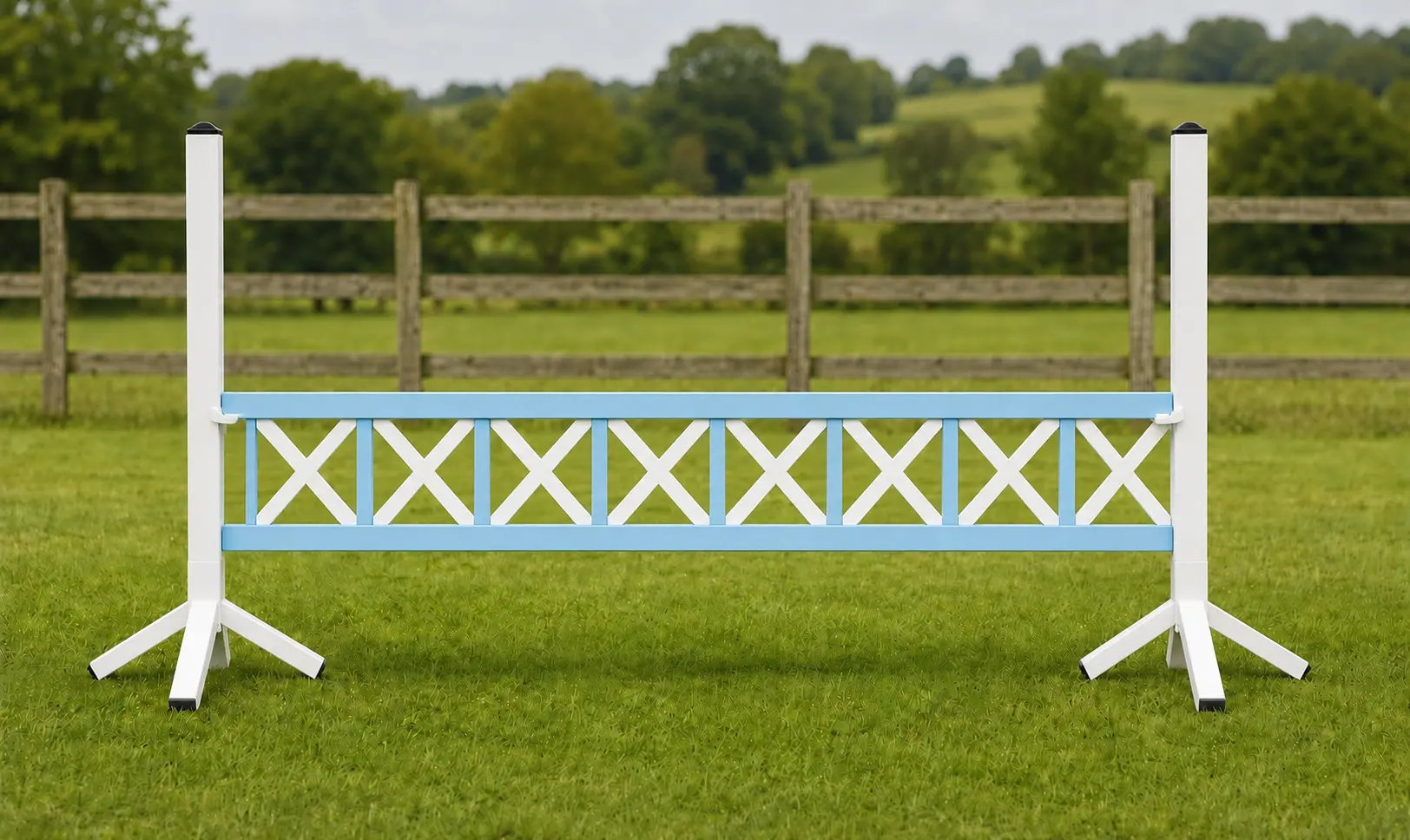 ProHorseJumps gallery — Baby blue cross-lattice hanging gate