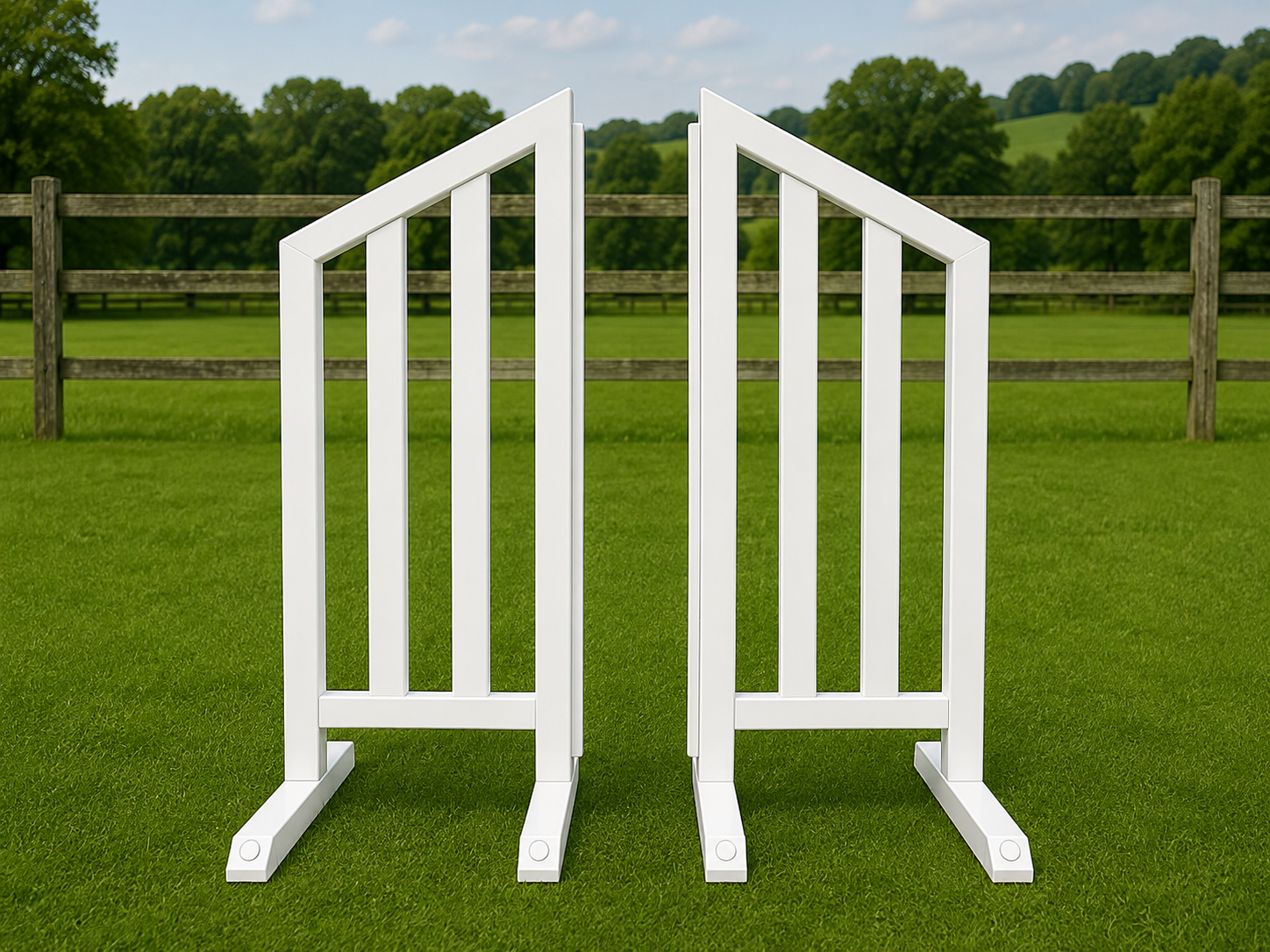 ProHorseJumps gallery — White angled aluminium wings